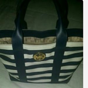 Michael kors purse navy blue striped